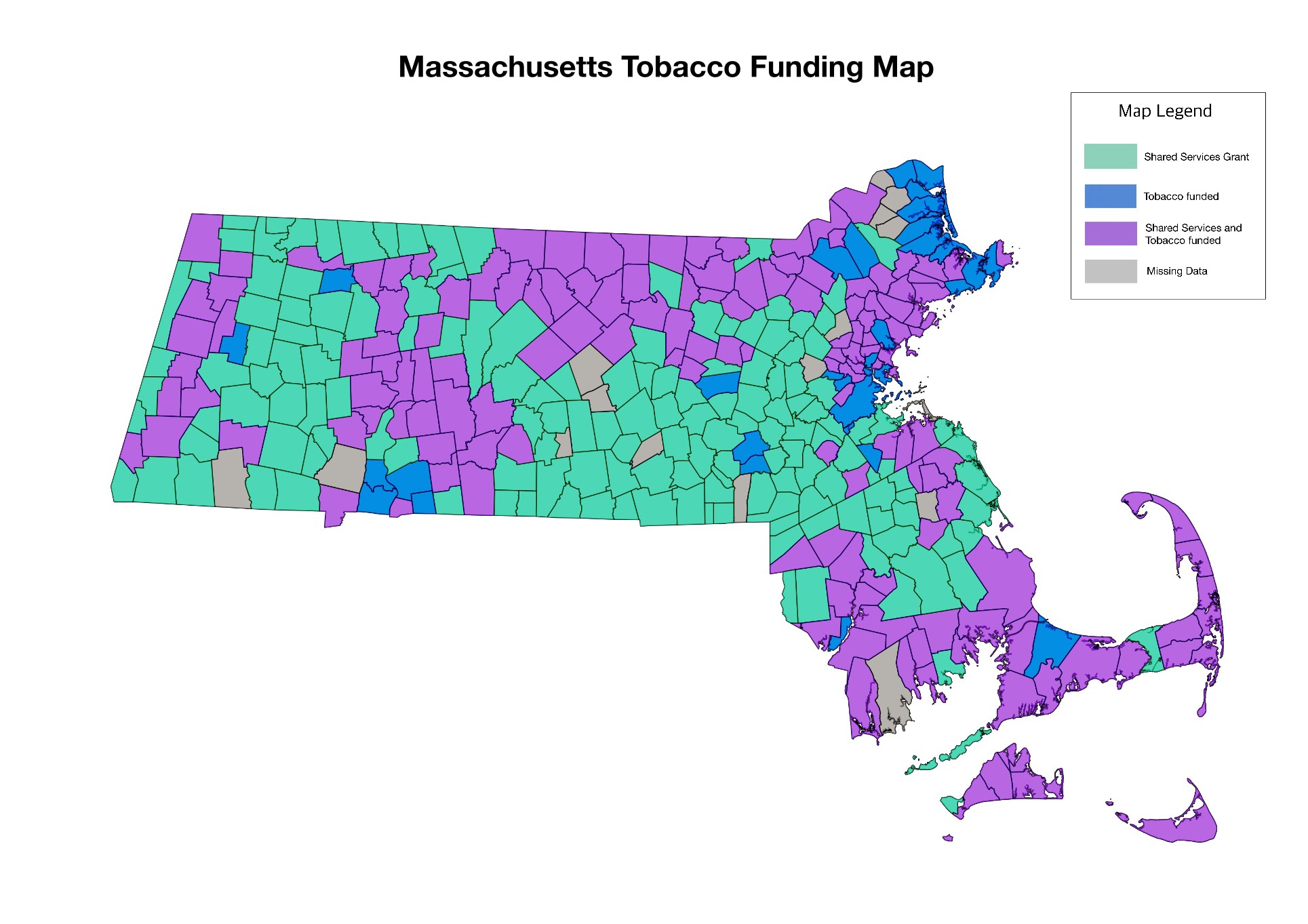 Mapping Tobacco Control and Shared Services Funding in Massachusetts
